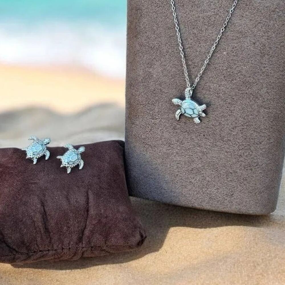 Sea Turtle Earring and Necklace Set - Picture 6 of 7